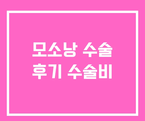 모소낭 수술 후기 수술비