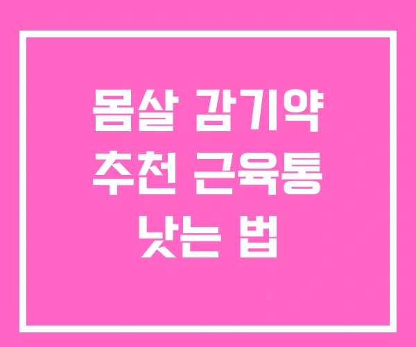 몸살 감기약 추천 근육통 낫는 법