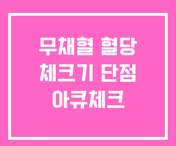 무채혈 혈당 체크기 단점 아큐체크