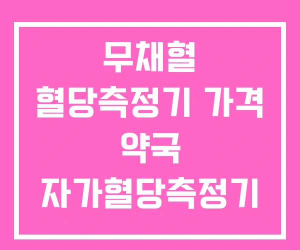 무채혈 혈당측정기 가격 약국 자가혈당측정기