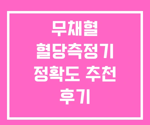 무채혈 혈당측정기 정확도 추천 후기