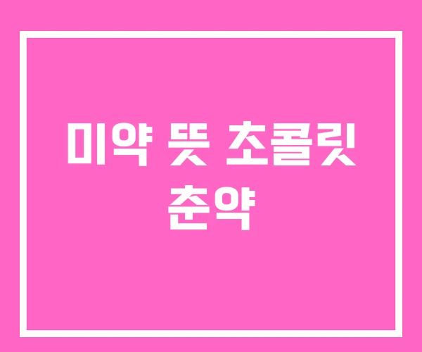 미약 뜻 초콜릿 춘약