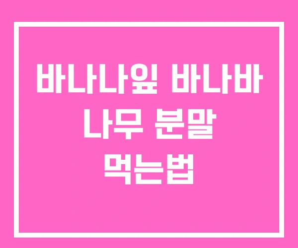 바나나잎 바나바 나무 분말 먹는법