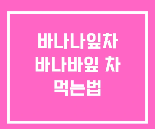 바나나잎차 바나바잎 차 먹는법