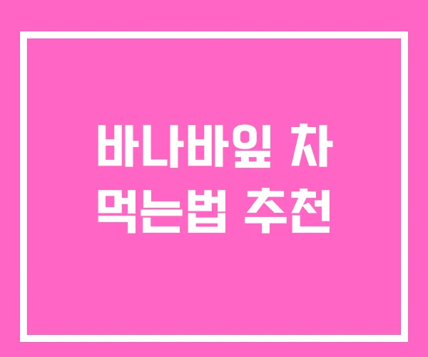 바나바잎 차 먹는법 추천