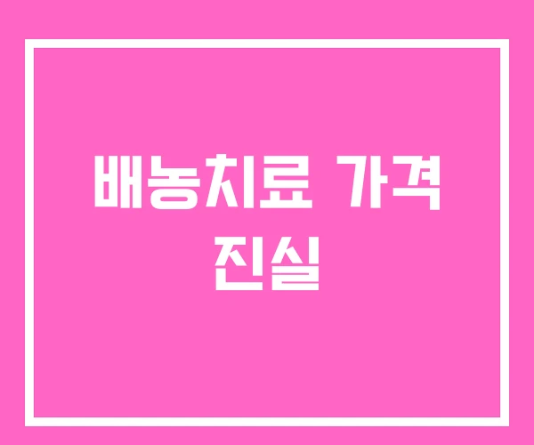 배농치료 가격 진실