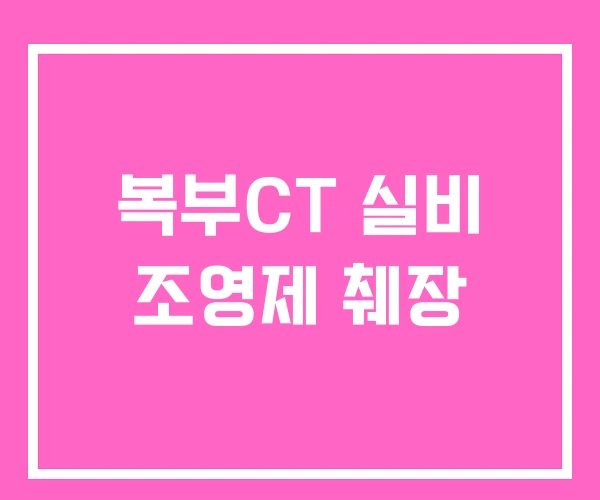 복부CT 실비 조영제 췌장