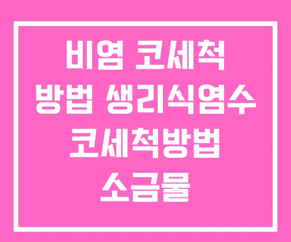 비염 코세척 방법 생리식염수 코세척방법 소금물