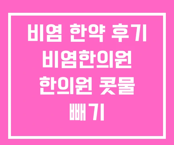 비염 한약 후기 비염한의원 한의원 콧물 빼기