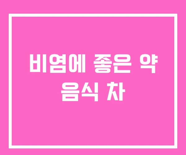 비염에 좋은 약 음식 차