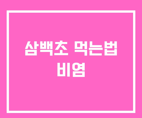 삼백초 먹는법 비염