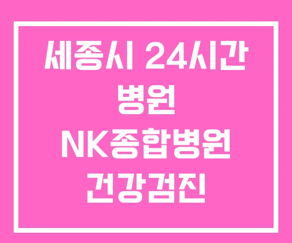 세종시 24시간 병원 NK종합병원 건강검진