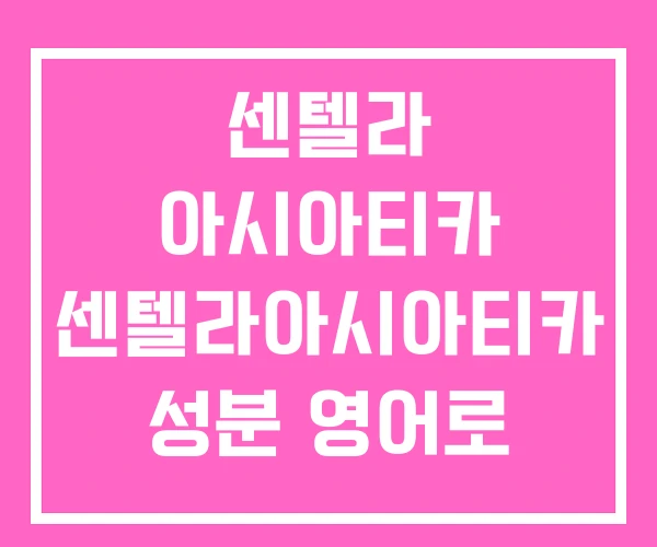 센텔라 아시아티카 센텔라아시아티카 성분 영어로