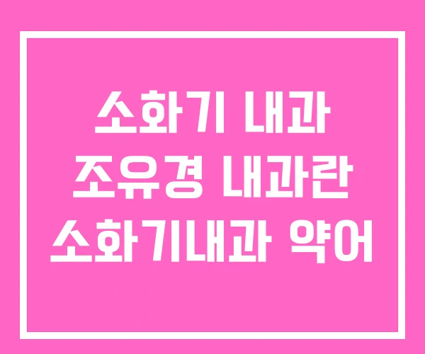 소화기 내과 조유경 내과란 소화기내과 약어