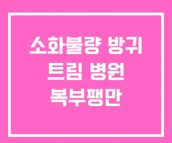 소화불량 방귀 트림 병원 복부팽만