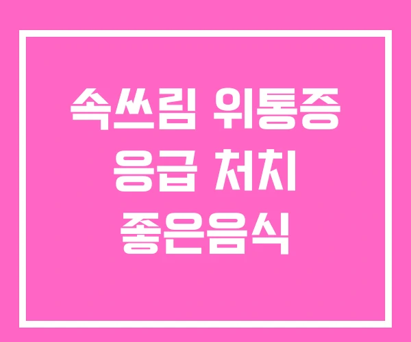 속쓰림 위통증 응급 처치 좋은음식