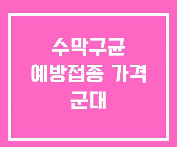 수막구균 예방접종 가격 군대