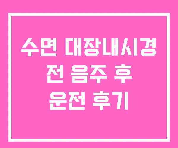 수면 대장내시경 전 음주 후 운전 후기