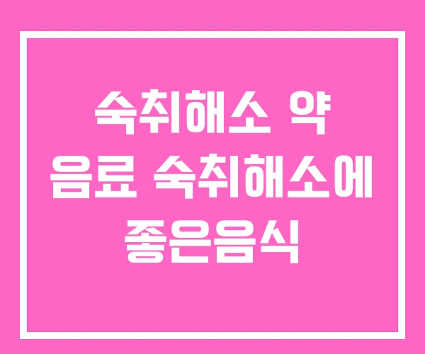 숙취해소 약 음료 숙취해소에 좋은음식