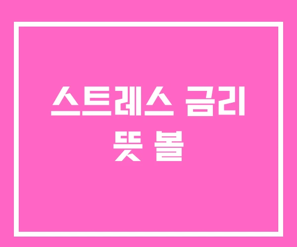 스트레스 금리 뜻 볼