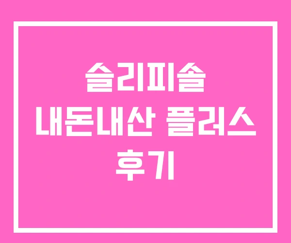 슬리피솔 내돈내산 플러스 후기