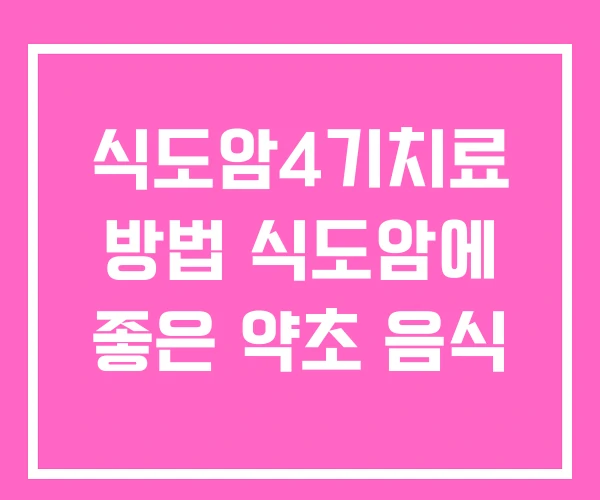 식도암4기치료 방법 식도암에 좋은 약초 음식