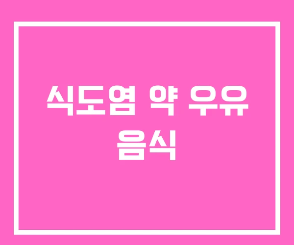 식도염 약 우유 음식