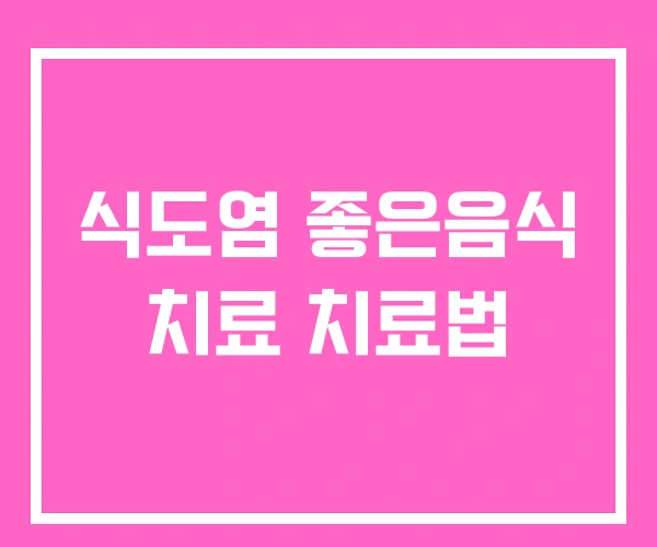 식도염 좋은음식 치료 치료법