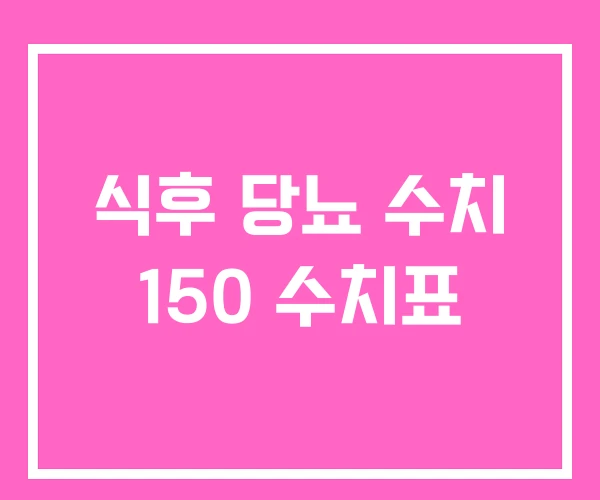 식후 당뇨 수치 150 수치표