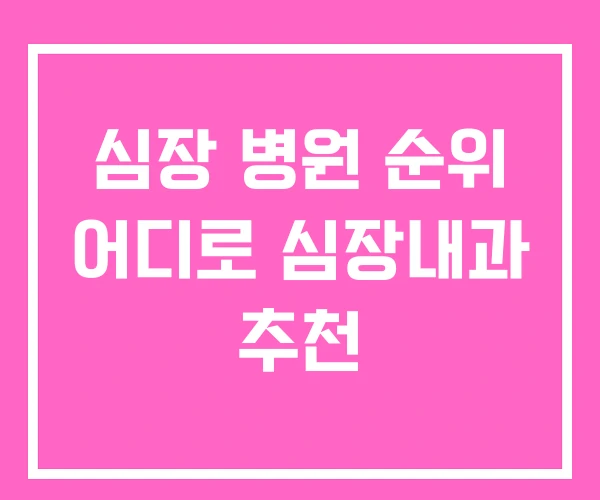 심장 병원 순위 어디로 심장내과 추천