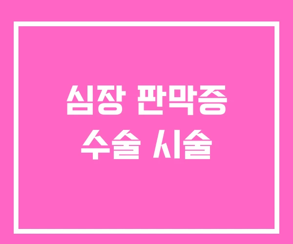 심장 판막증 수술 시술
