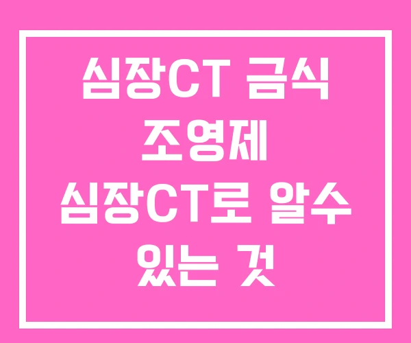 심장CT 금식 조영제 심장CT로 알수 있는 것