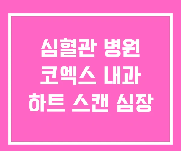 심혈관 병원 코엑스 내과 하트 스캔 심장