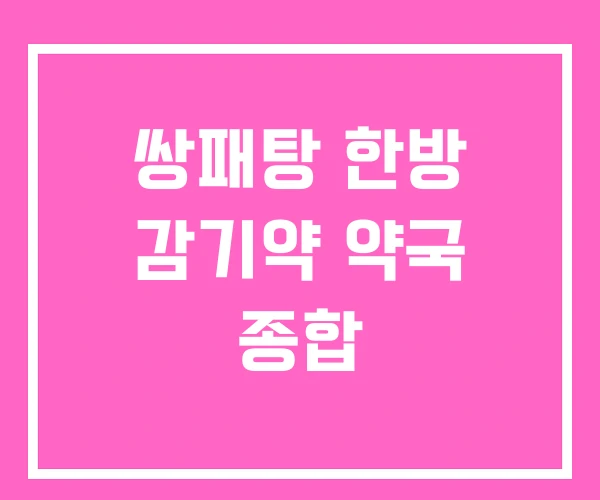 쌍패탕 한방 감기약 약국 종합