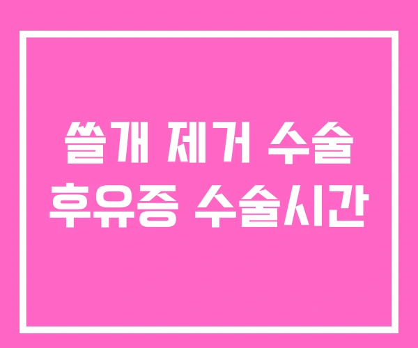 쓸개 제거 수술 후유증 수술시간