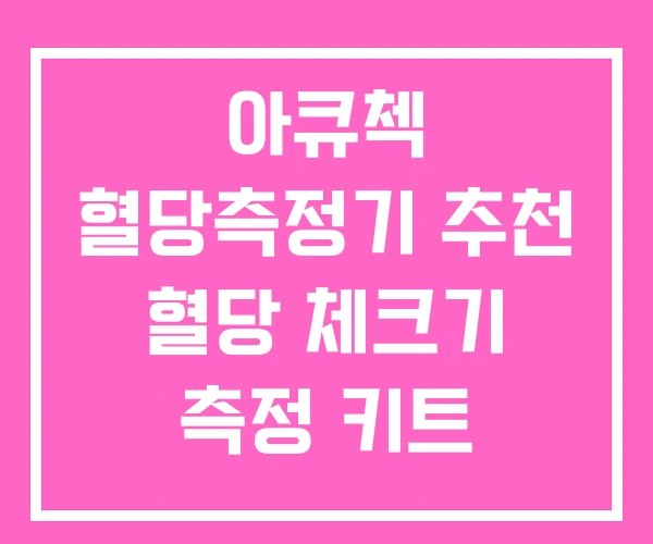아큐첵 혈당측정기 추천 혈당 체크기 측정 키트