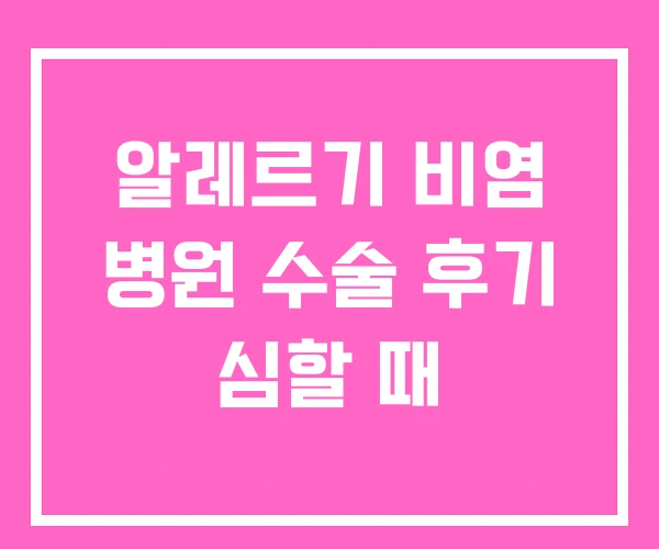 알레르기 비염 병원 수술 후기 심할 때