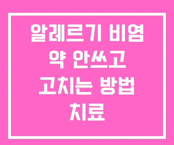 알레르기 비염 약 안쓰고 고치는 방법 치료