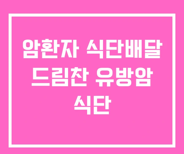 암환자 식단배달 드림찬 유방암 식단