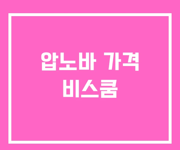 압노바 가격 비스쿰