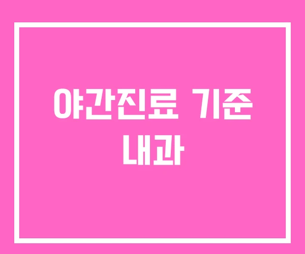 야간진료 기준 내과
