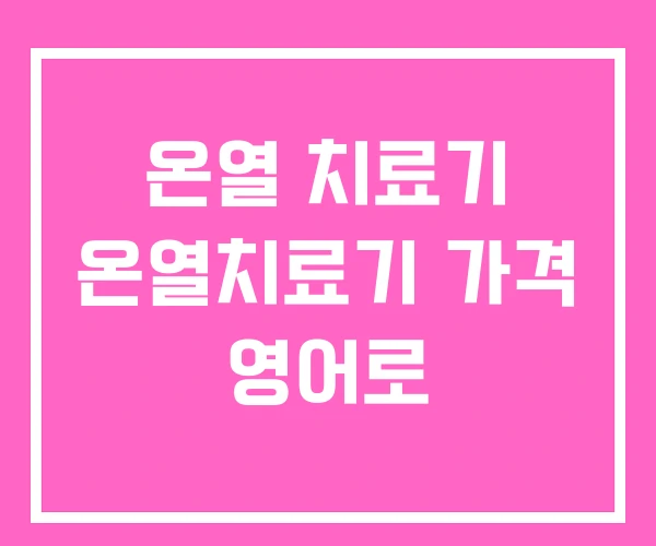 온열 치료기 온열치료기 가격 영어로
