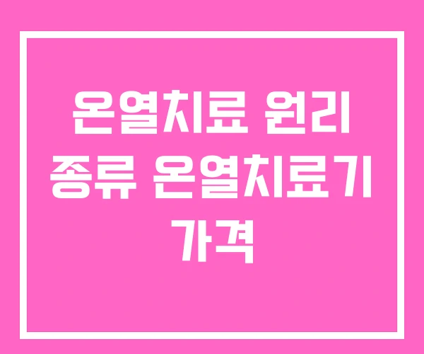 온열치료 원리 종류 온열치료기 가격