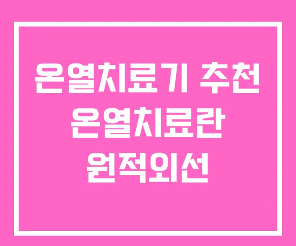온열치료기 추천 온열치료란 원적외선
