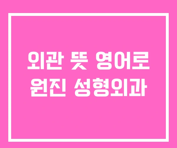 외관 뜻 영어로 원진 성형외과