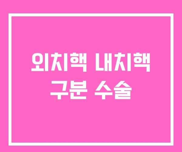 외치핵 내치핵 구분 수술