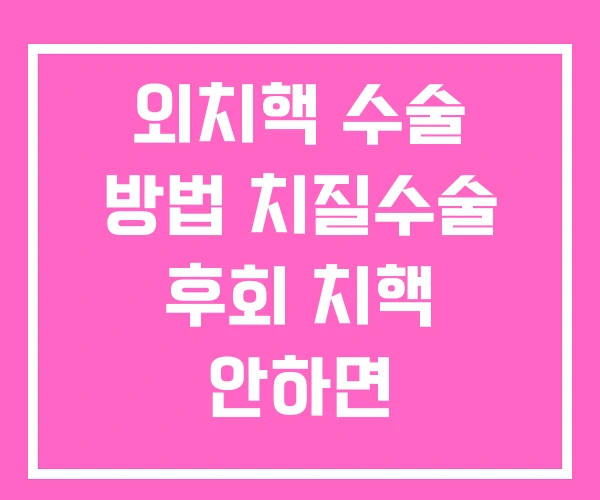 외치핵 수술 방법 치질수술 후회 치핵 안하면