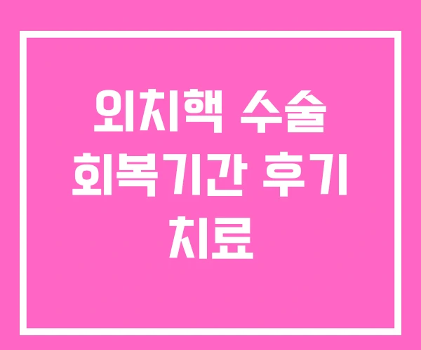 외치핵 수술 회복기간 후기 치료