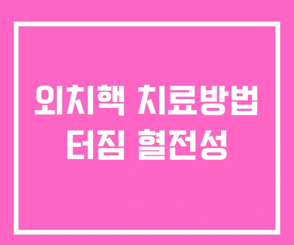 외치핵 치료방법 터짐 혈전성