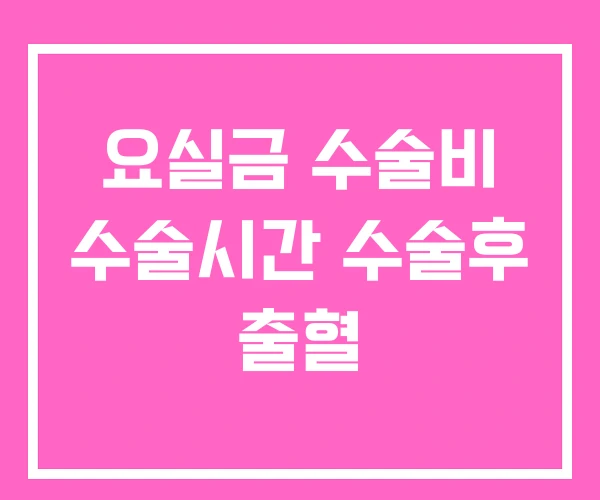 요실금 수술비 수술시간 수술후 출혈